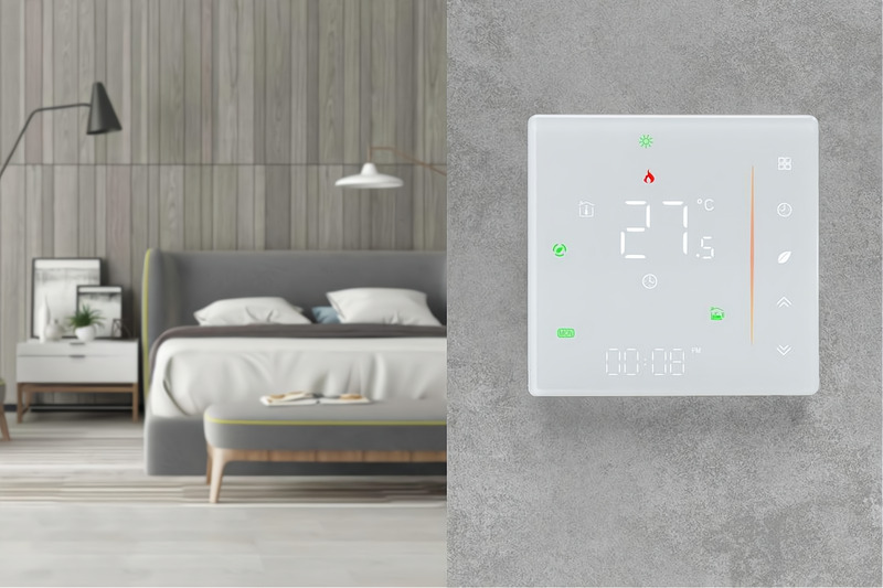 smart thermostat at modern home